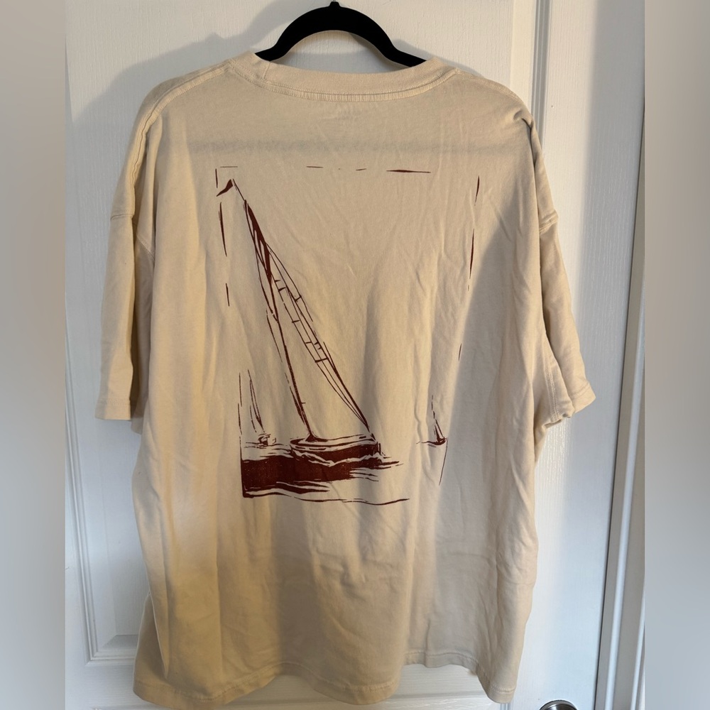 American Eagle Men’s Boxy Nautical Graphic Cream T-Shirt Size XXL - Picture 3 of 9